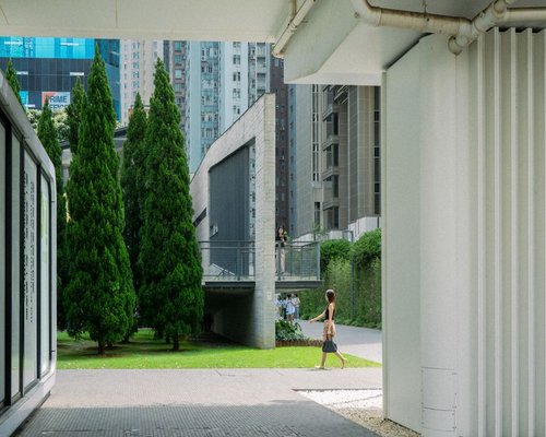 A green urban environment where people are taking gentle afternoon walks for body wellness